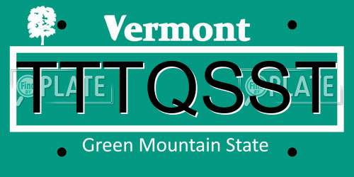 TTTQSST Vermont License Plate