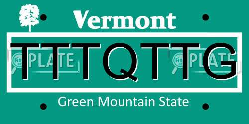 TTTQTTG Vermont License Plate