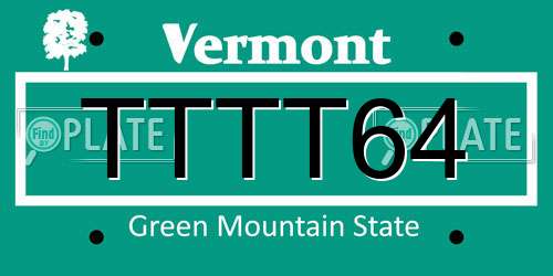 TTTT64 Vermont License Plate