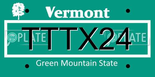 TTTX24 Vermont License Plate