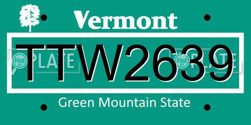 TTW2639 Vermont License Plate