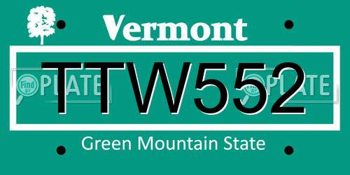 TTW552 Vermont License Plate