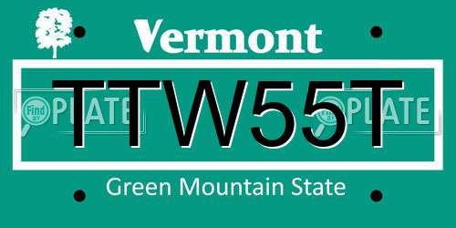 TTW55T Vermont License Plate