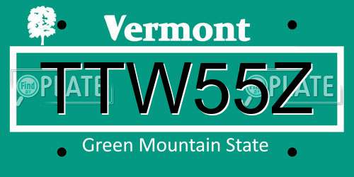 TTW55Z Vermont License Plate