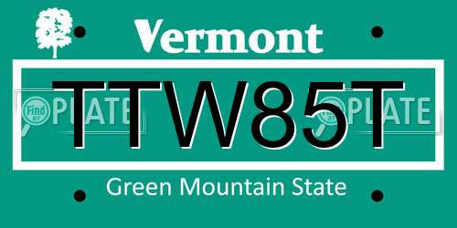 TTW85T Vermont License Plate