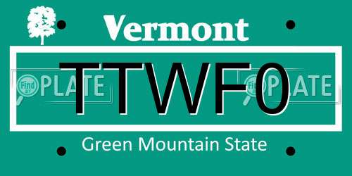 TTWF0 Vermont License Plate