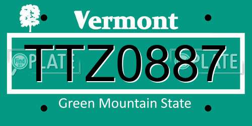 TTZ0887 Vermont License Plate