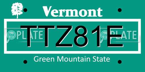 TTZ81E Vermont License Plate