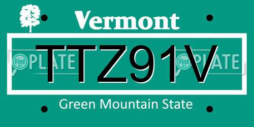 TTZ91V Vermont License Plate
