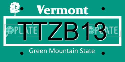 TTZB13 Vermont License Plate