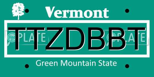 TTZDBBT Vermont License Plate
