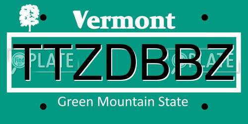 TTZDBBZ Vermont License Plate