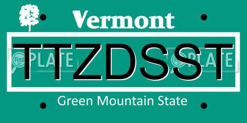 TTZDSST Vermont License Plate