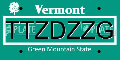 TTZDZZG Vermont License Plate