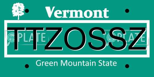 TTZOSSZ Vermont License Plate