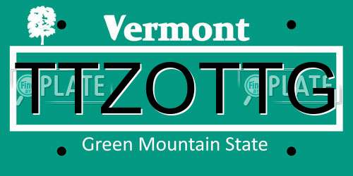 TTZOTTG Vermont License Plate
