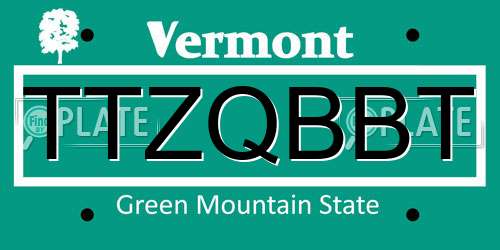 TTZQBBT Vermont License Plate