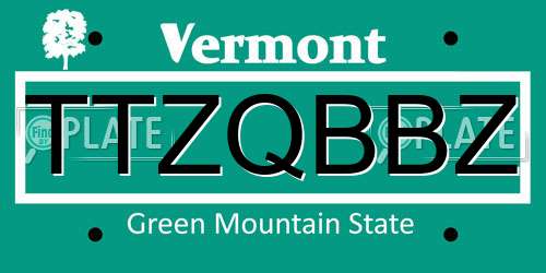 TTZQBBZ Vermont License Plate