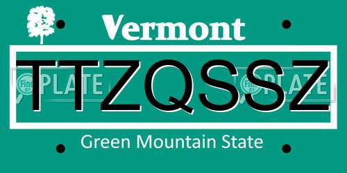 TTZQSSZ Vermont License Plate