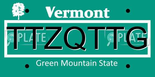 TTZQTTG Vermont License Plate