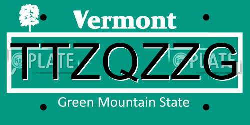 TTZQZZG Vermont License Plate