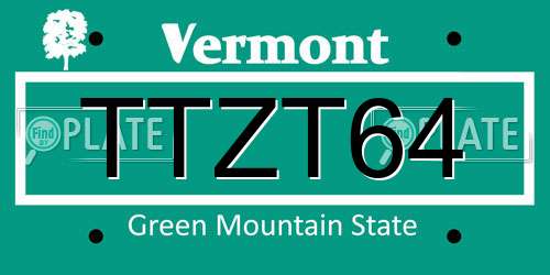 TTZT64 Vermont License Plate