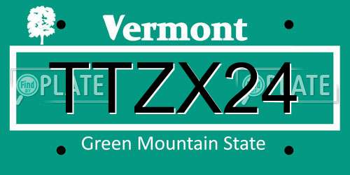 TTZX24 Vermont License Plate