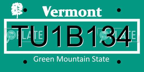 TU1B134 Vermont License Plate