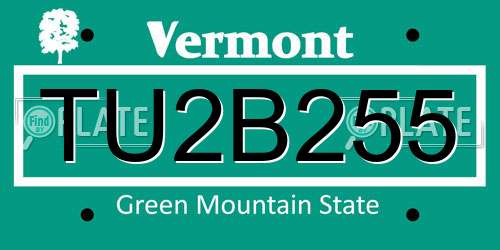 TU2B255 Vermont License Plate