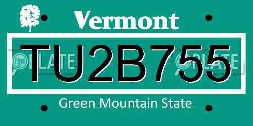 TU2B755 Vermont License Plate