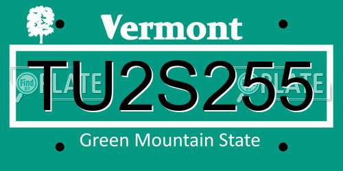 TU2S255 Vermont License Plate