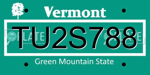 TU2S788 Vermont License Plate