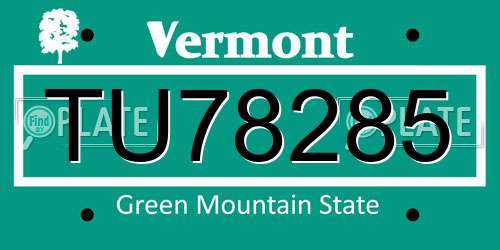 TU78285 Vermont License Plate