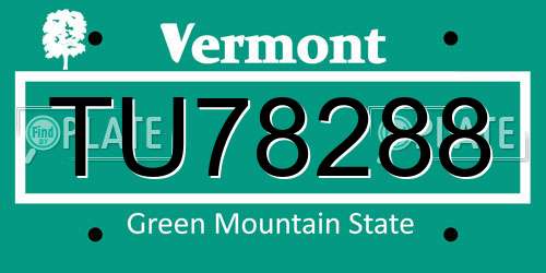 TU78288 Vermont License Plate