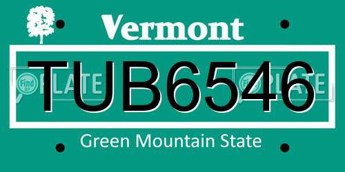 TUB6546 Vermont License Plate