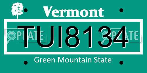 TUI8134 Vermont License Plate