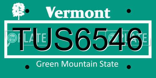 TUS6546 Vermont License Plate