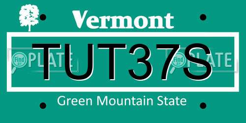 TUT37S Vermont License Plate