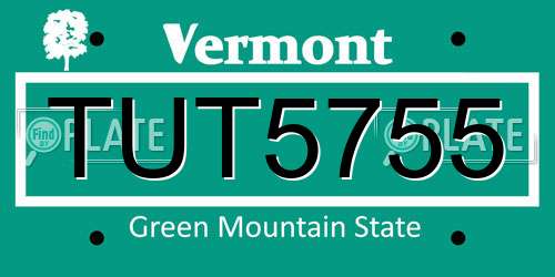 TUT5755 Vermont License Plate