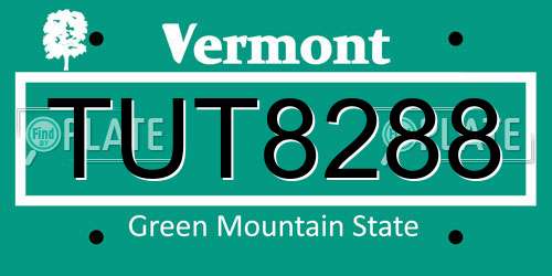 TUT8288 Vermont License Plate