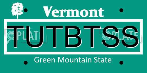 TUTBTSS Vermont License Plate