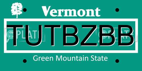 TUTBZBB Vermont License Plate