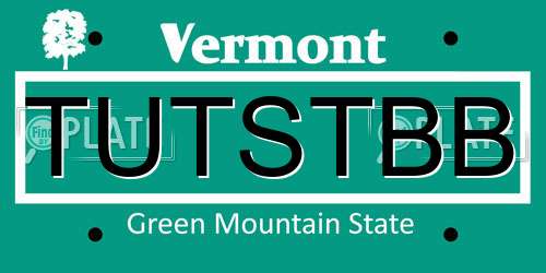 TUTSTBB Vermont License Plate