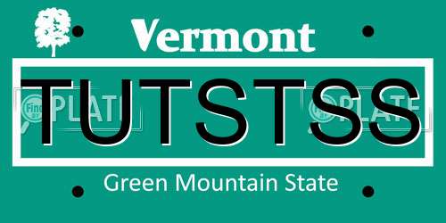 TUTSTSS Vermont License Plate