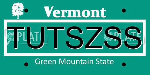 TUTSZSS Vermont License Plate