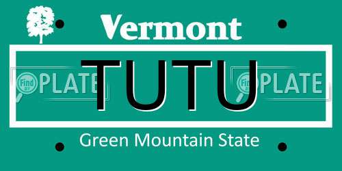 TUTU Vermont License Plate