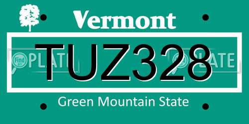 TUZ328 Vermont License Plate