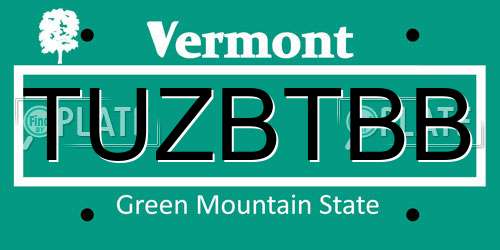 TUZBTBB Vermont License Plate