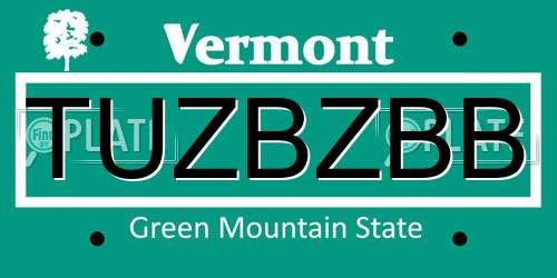 TUZBZBB Vermont License Plate