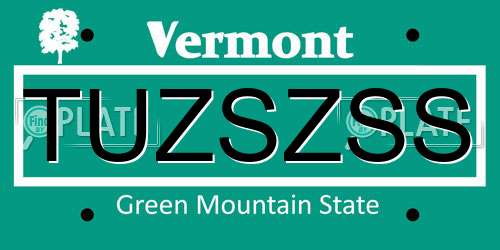 TUZSZSS Vermont License Plate